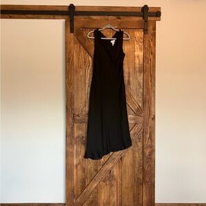 Pure & Simple Linen Elegant Lightweight Black Sleeveless Dress with ruffle